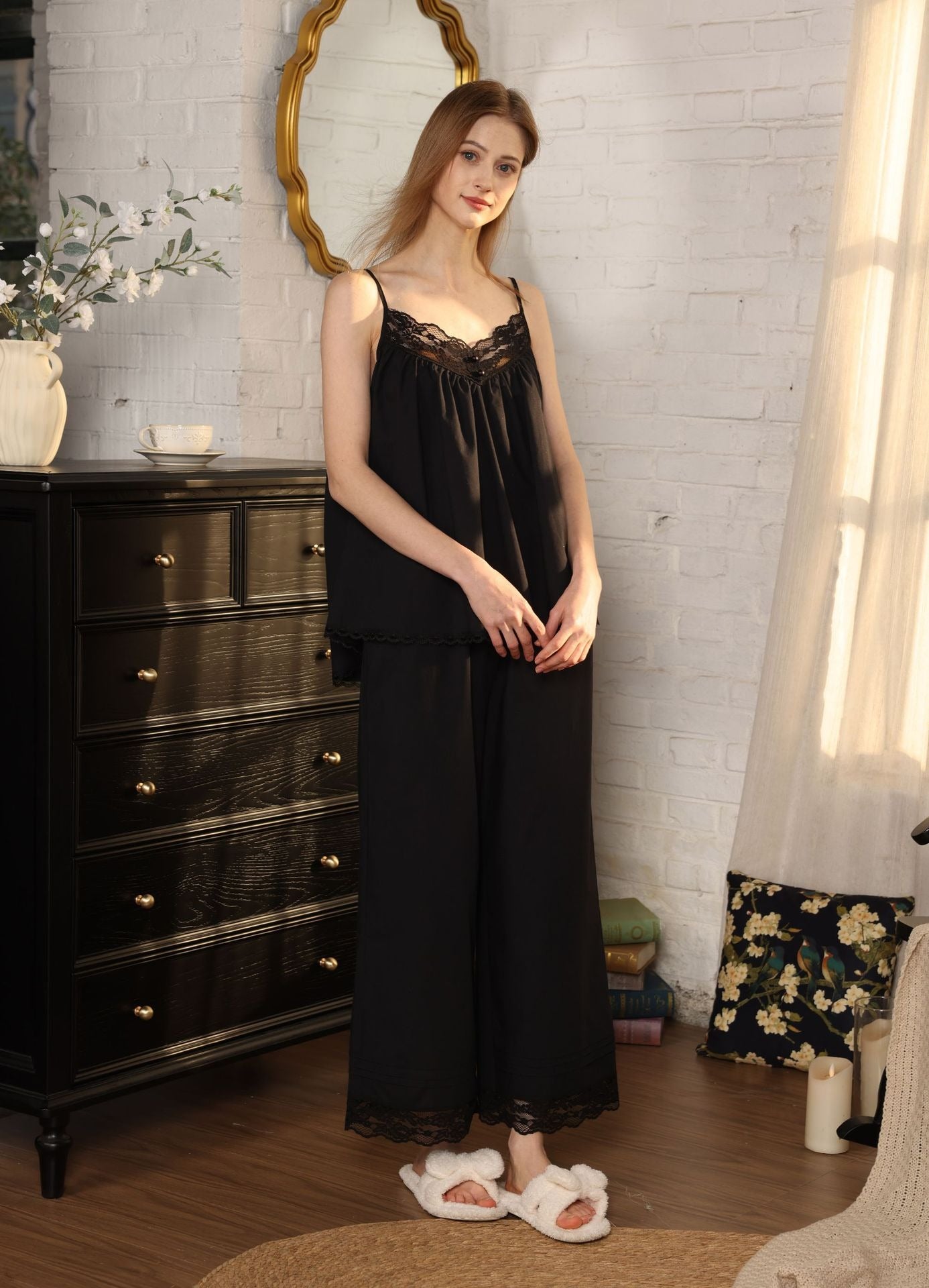 Bộ Mặc Nhà Cotton Phối Ren Evelyn Lace Set