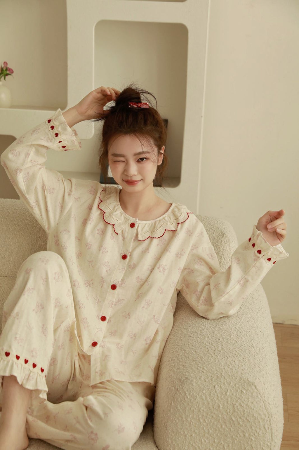 Bộ Cotton Mặc Nhà Bunny Heart