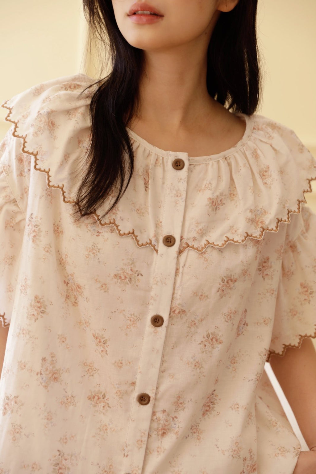 Bộ Mặc Nhà Fairy Ruffle Khaki Bloom